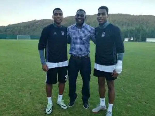 Daniel Amokachi Visits His Twin Sons In Istabul, Turkey And He Did This While Striking A Pose With Them